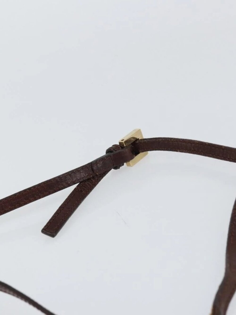 FENDI Zucchino Canvas Mamma Baguette Shoulder Bag Brown Gold Auth gh1492 - Picture 9 of 16